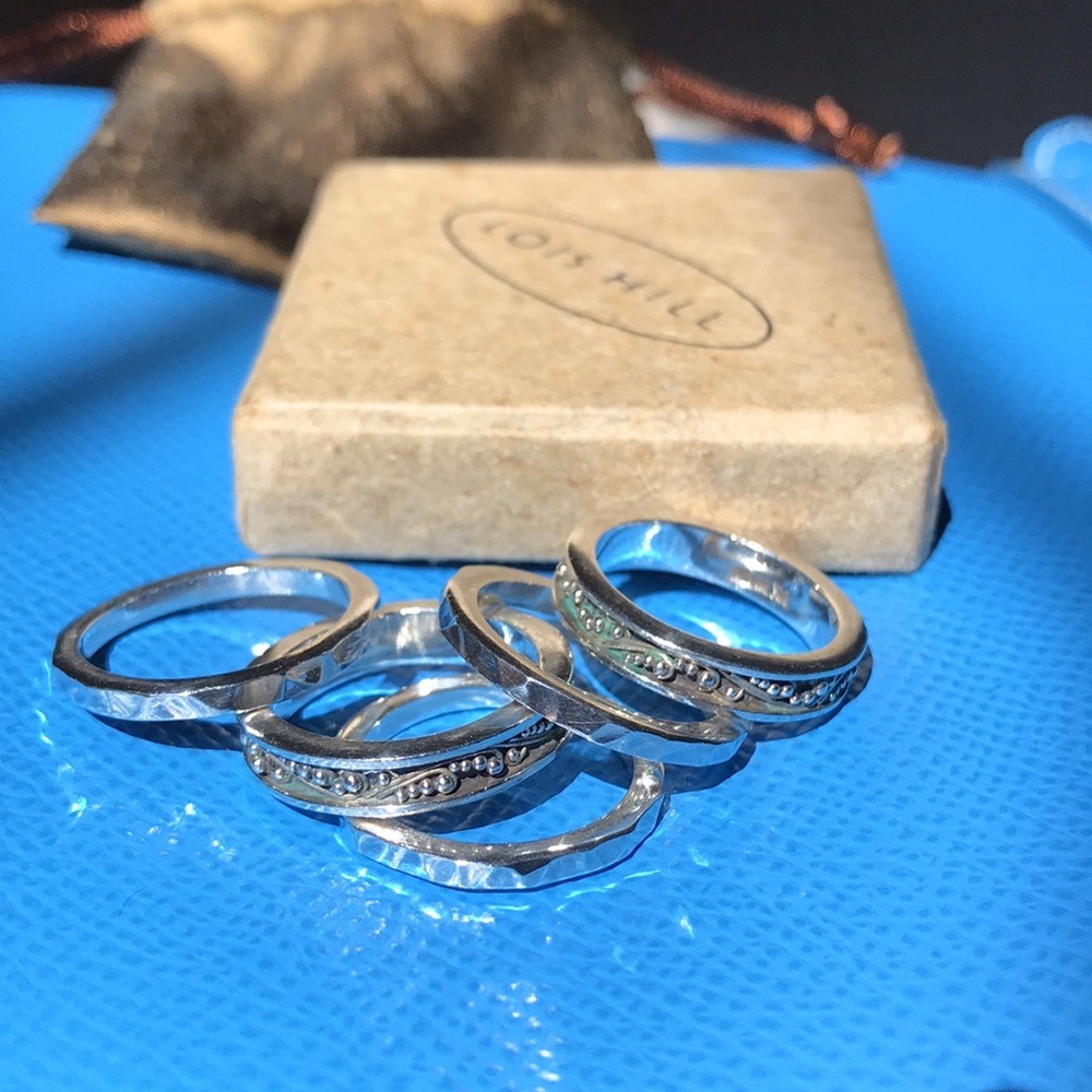LOIS HILL Sterling Silver 5-Stack Ring Set, size 7, NEW
